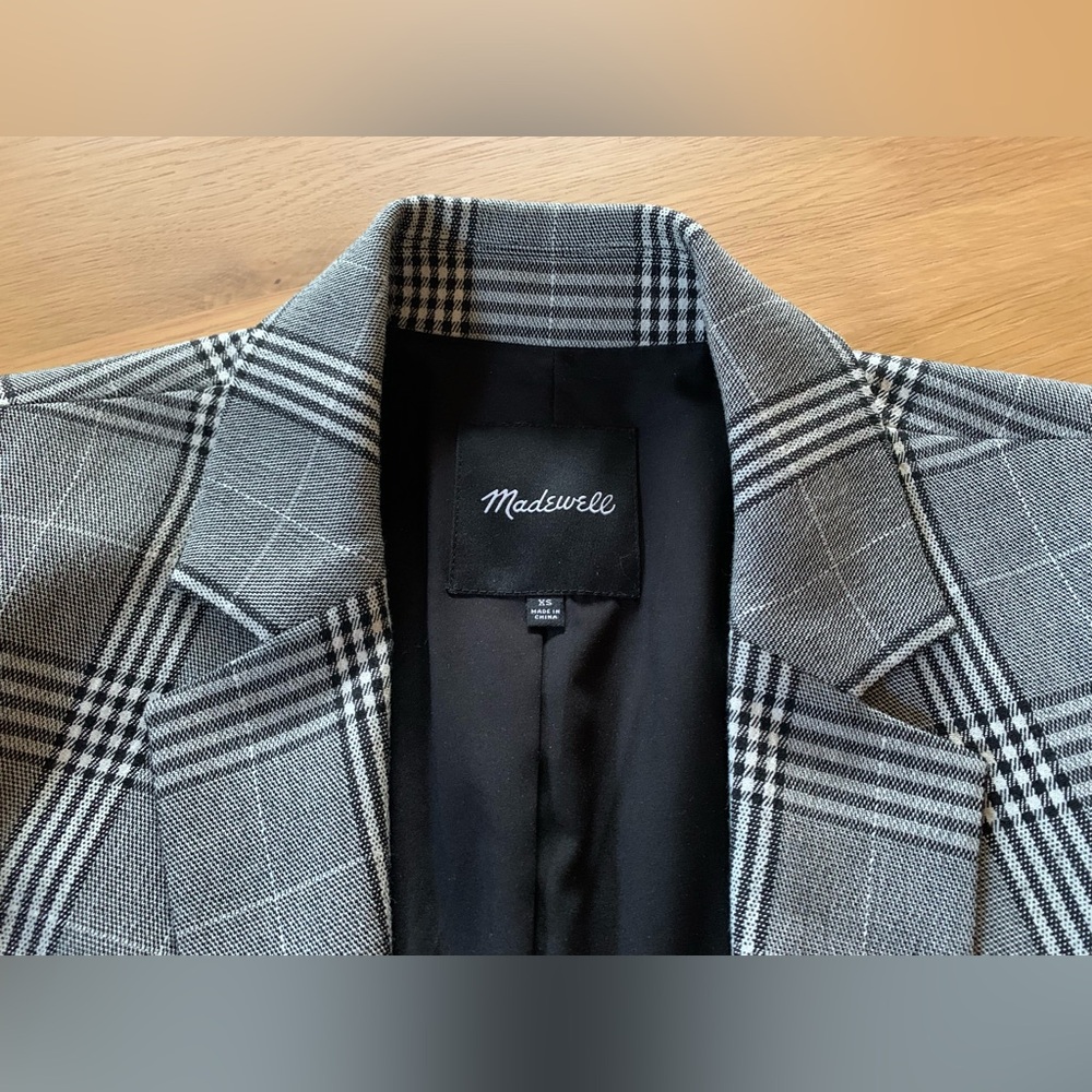Madewell Gray, Black + White Plaid Blazer - Picture 4 of 5